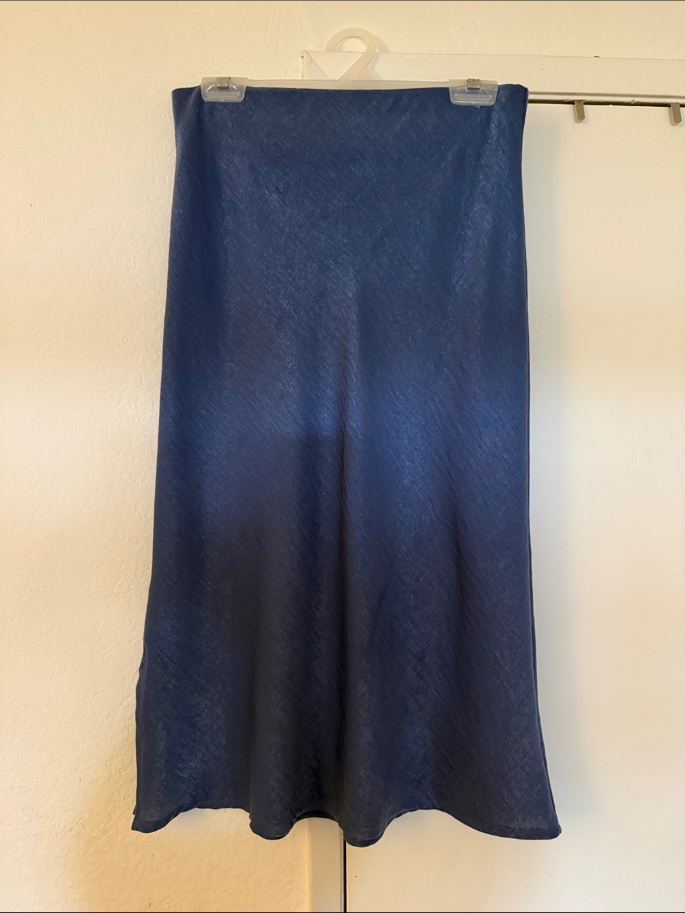 Classic Navy Midi Slip Skirt for Women